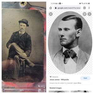 Jesse James and Zee (pair of tintypes) lot original authentic outlaw 1880's
